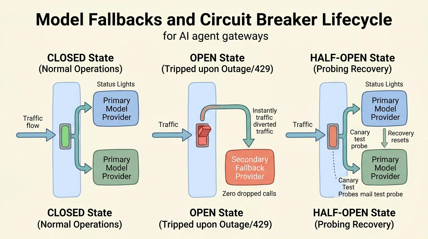 Figure 2: Model Gateway Circuit Breaker & Fallback Lifecycle