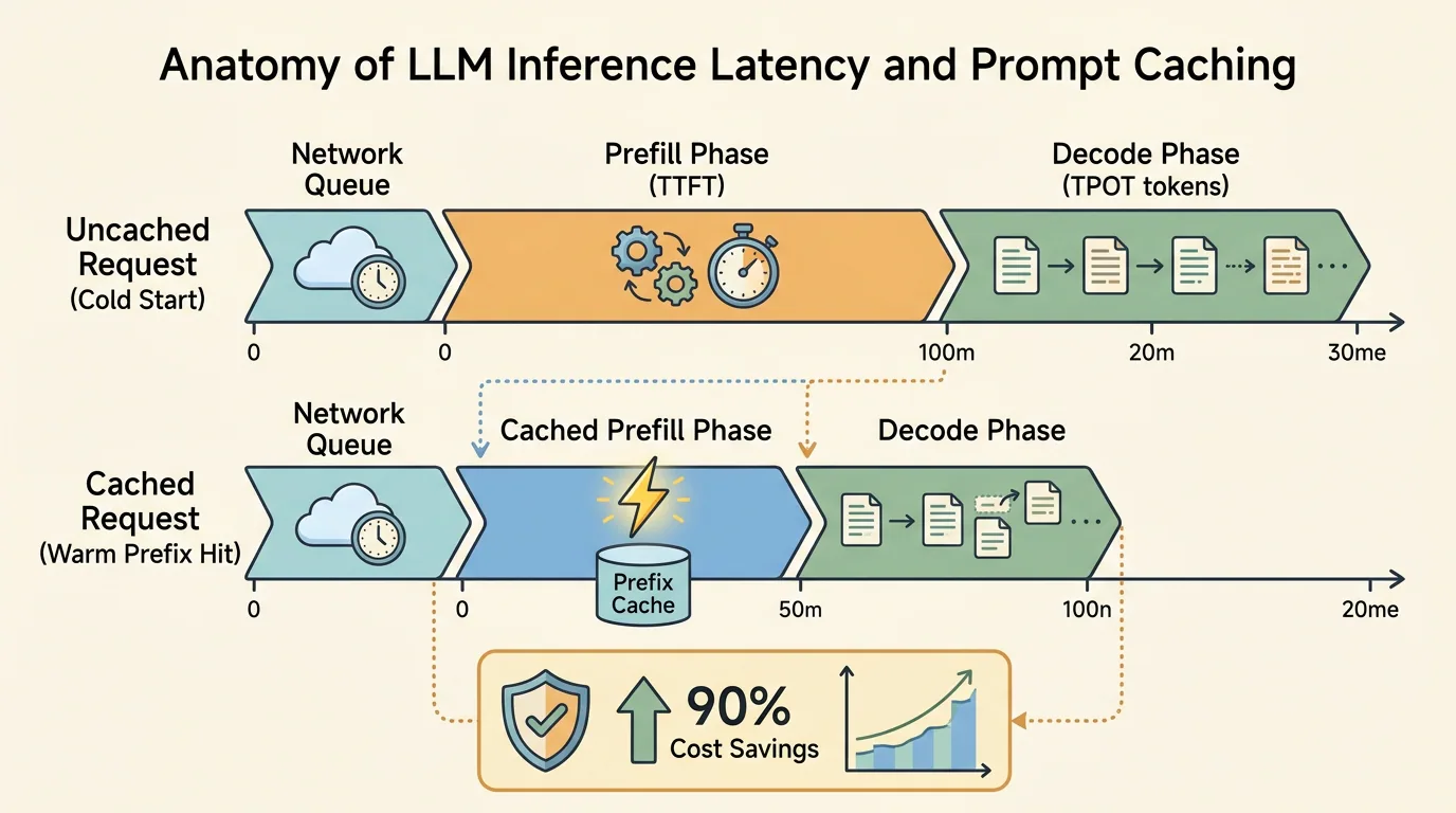 Figure 2: LLM inference latency anatomy and prompt caching acceleration