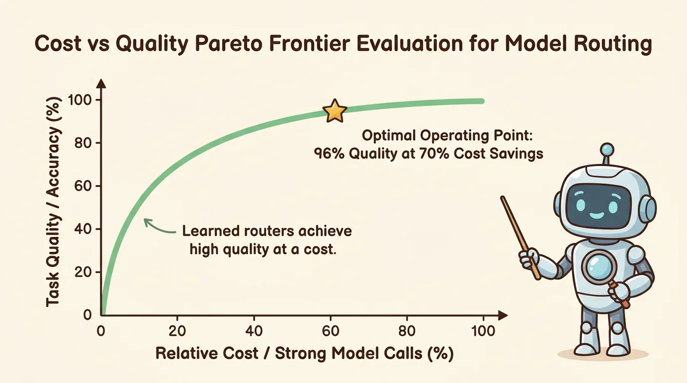 Figure 2: Cost vs Quality Pareto Frontier Evaluation for Model Routing
