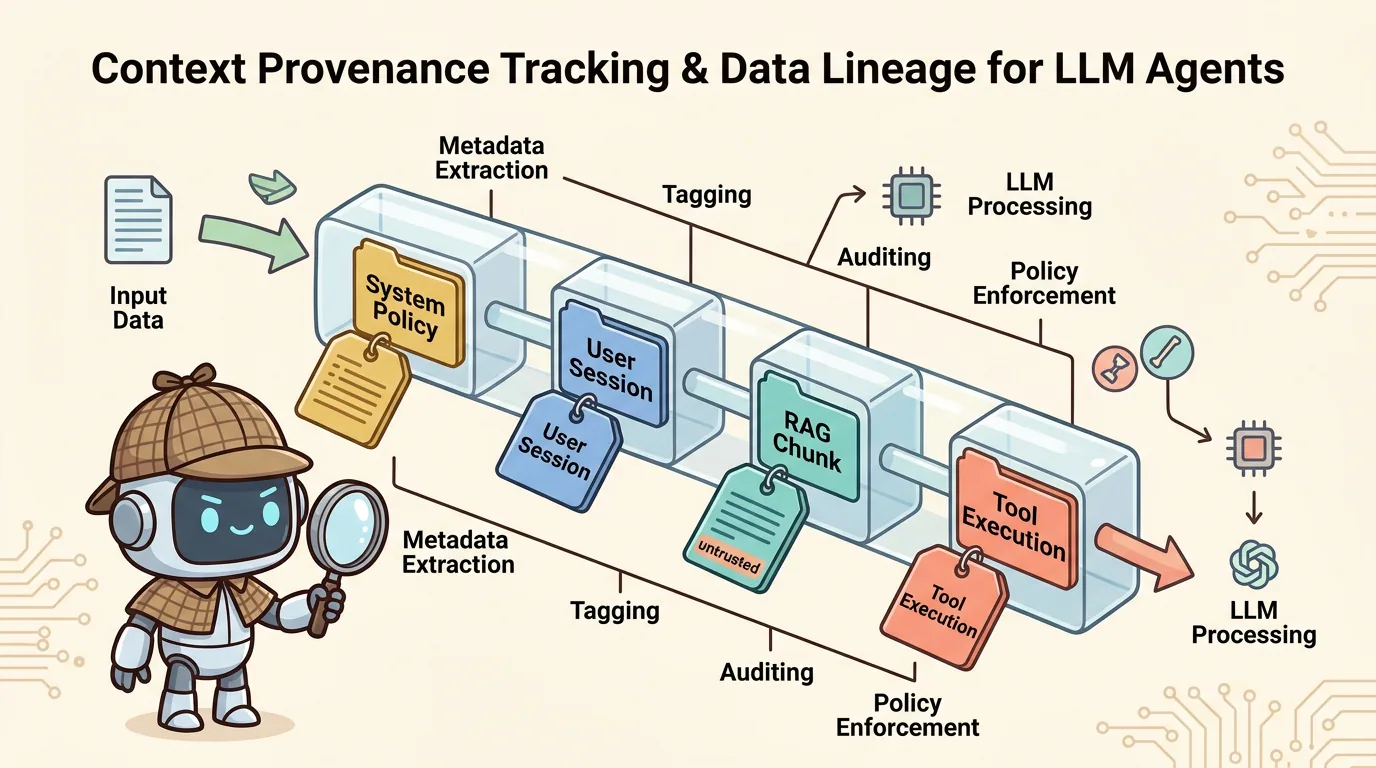 Figure 1: Context Provenance Tracking and Data Lineage for LLM Agents