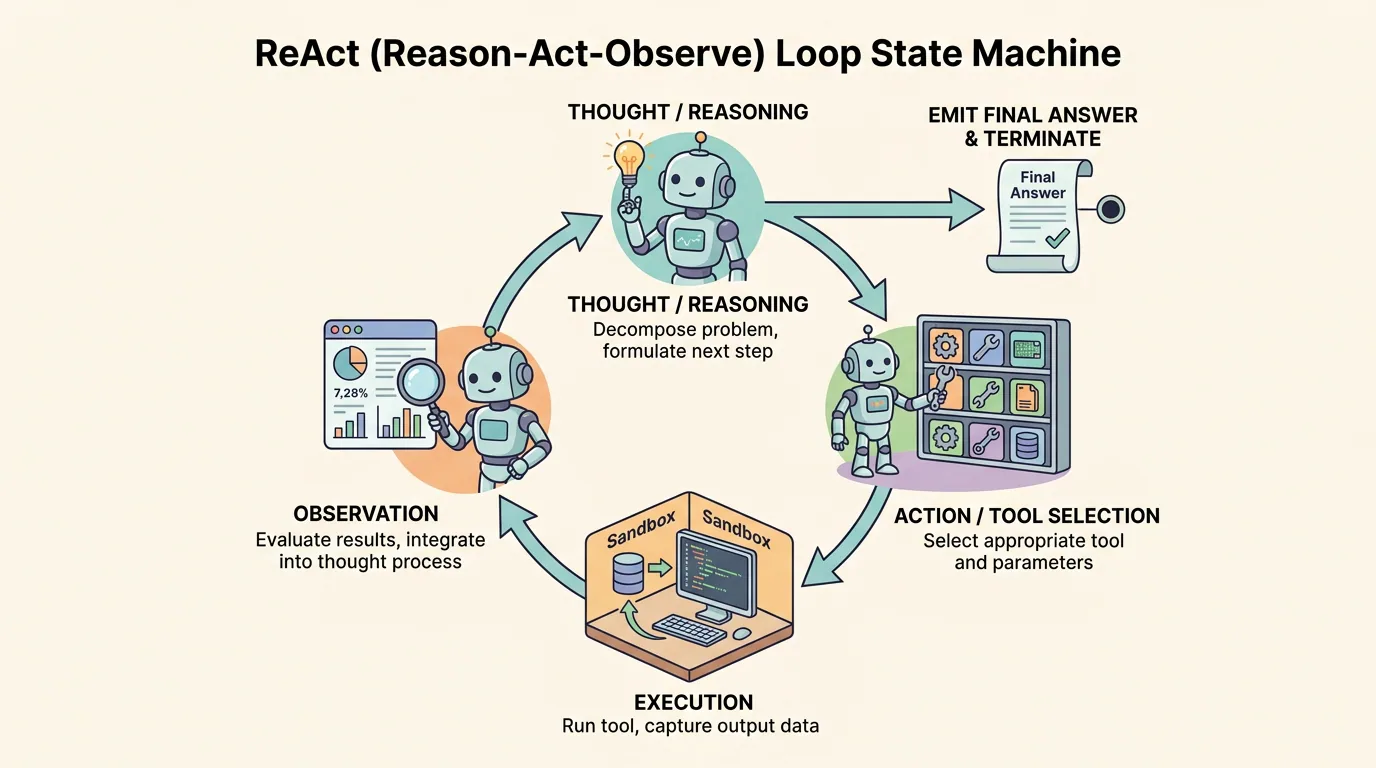 Figure 1: ReAct Loop State Machine