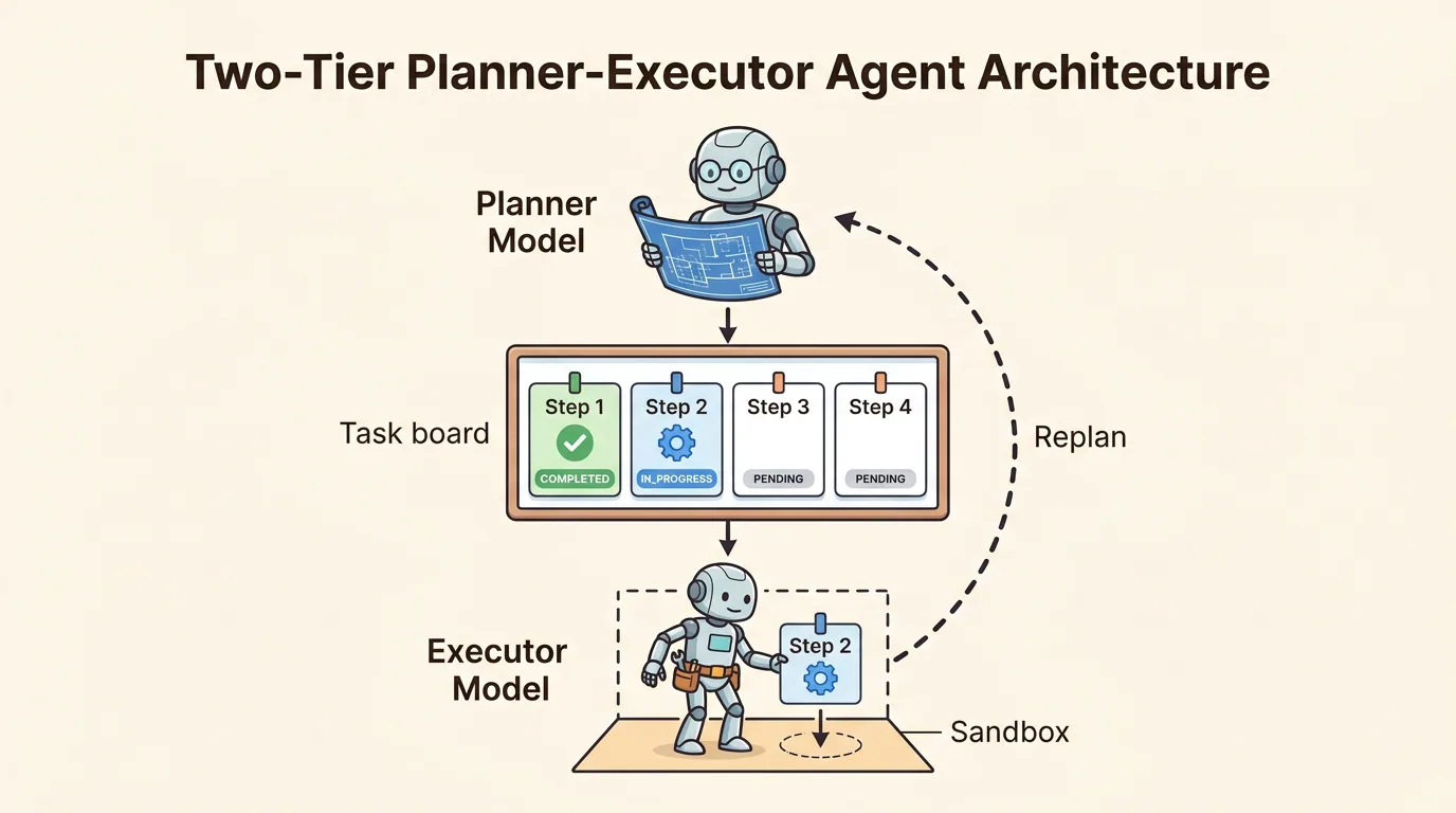 Figure 1: Two-Tier Planner-Executor Agent Architecture