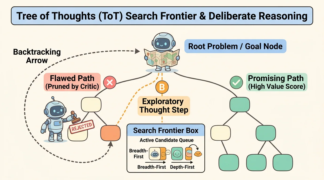 Figure 1: Tree of Thoughts Search Frontier & Deliberate Reasoning