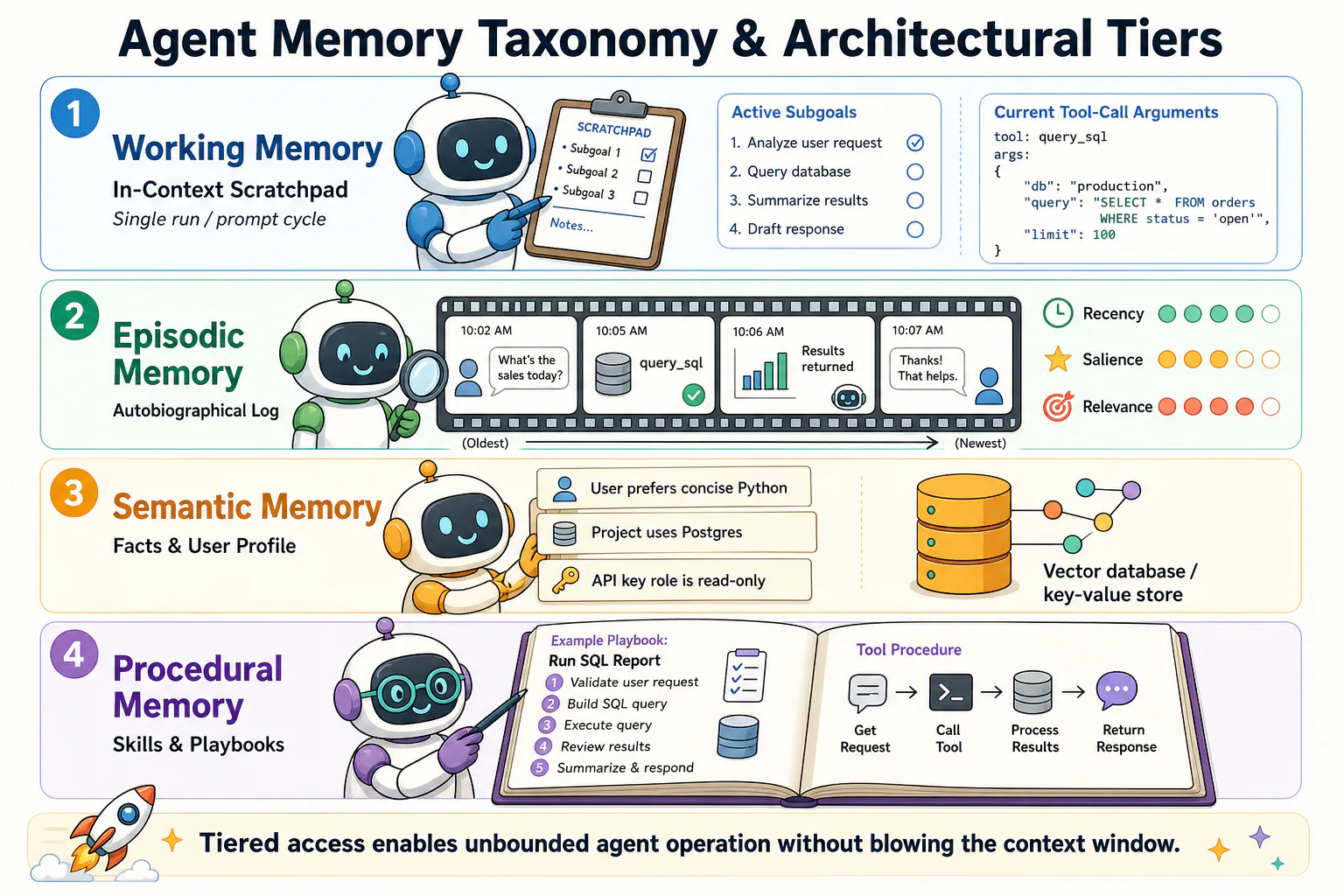 Figure 2: Four agent memory types and their architectural roles