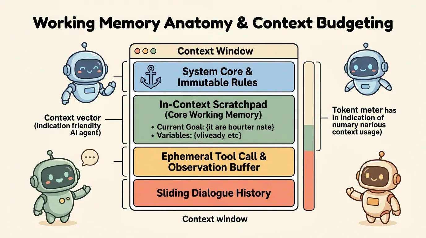 Figure 1: Anatomy of an agent context window with structured working memory allocation