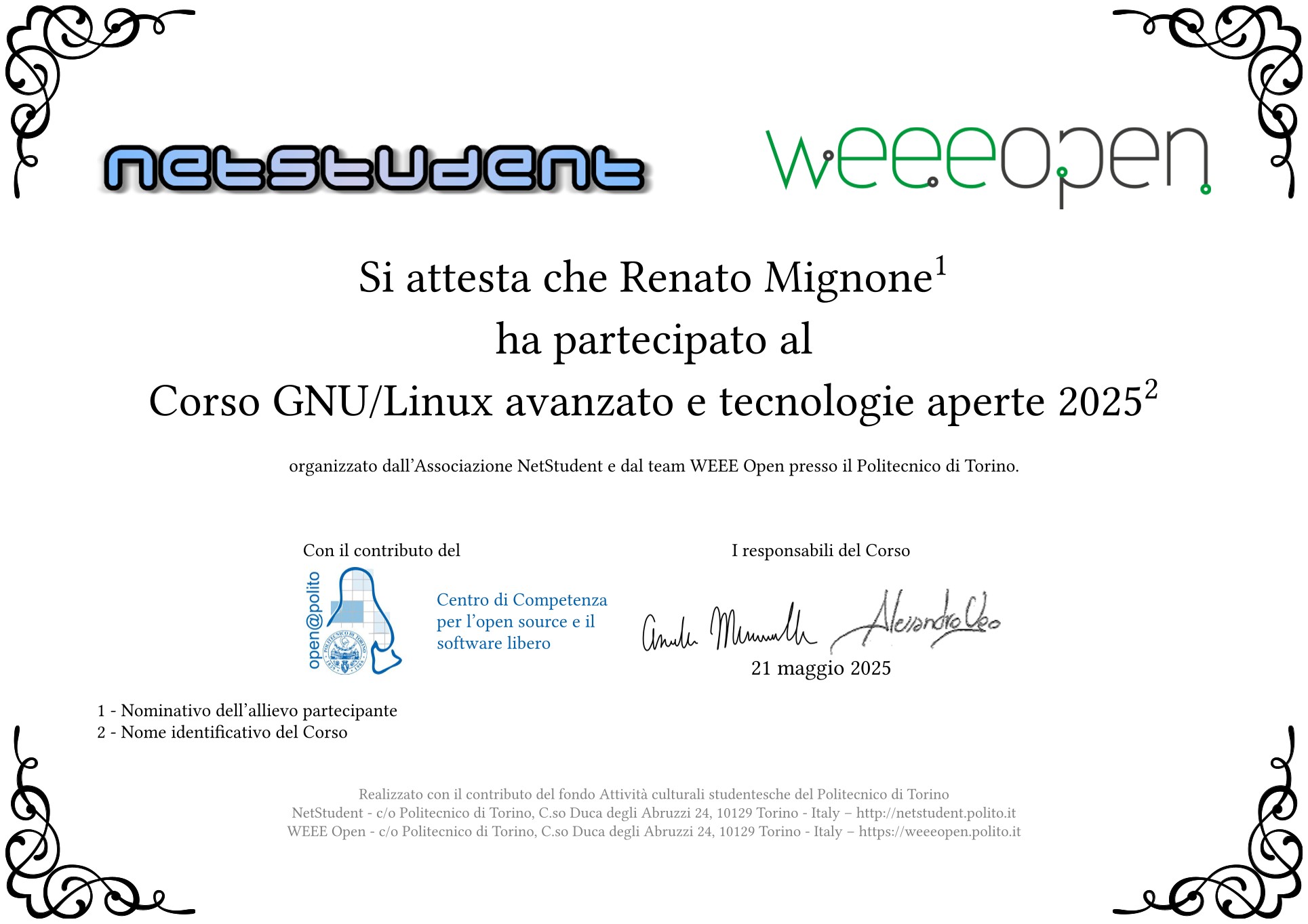 GNU/Linux advanced certificate